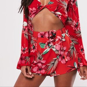 Missguided Tropical Wrap Mini Skort Sz 6